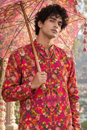 Buy Mr. Ajay Kumar Pink Silk Darsheel Printed Kurta And Pant Co-ord Set Online at Aza Fashions Buy_Mr. Ajay Kumar_Pink Silk Darsheel Printed Kurta And Pant Co-ord Set _Online_at_Aza_Fashions
