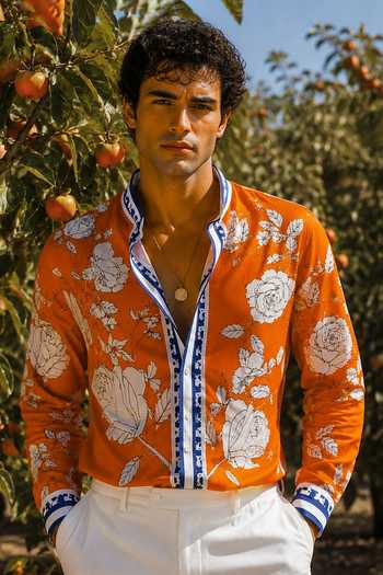 Mr. Ajay Kumar Diso Orange Printed Shirt