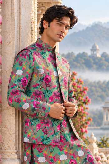 Mr. Ajay Kumar Sayan Lotus Print Nehru Jacket