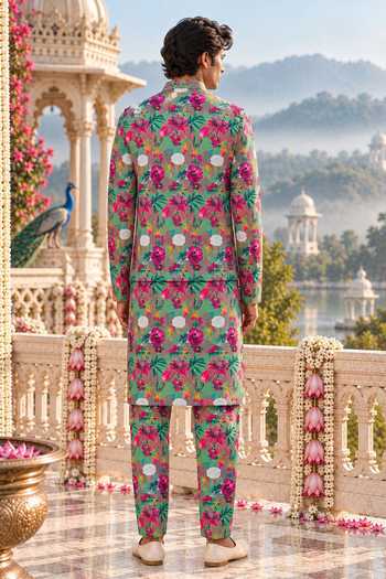 Mr. Ajay Kumar Sayan Lotus Print Nehru Jacket