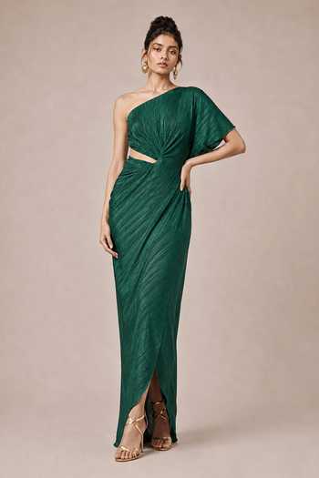 NA-KA One Shoulder Draped Gown 
