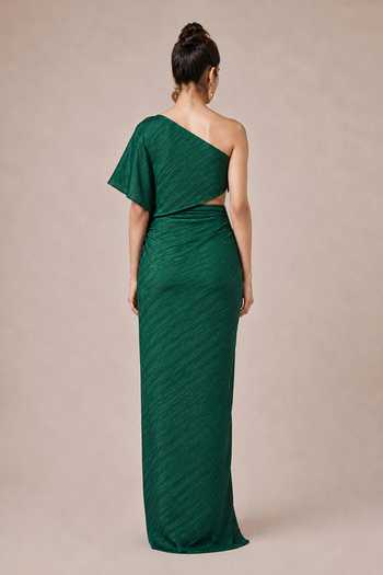 NA-KA One Shoulder Draped Gown 