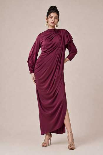 NA-KA Cowl Frill Neck Gown 