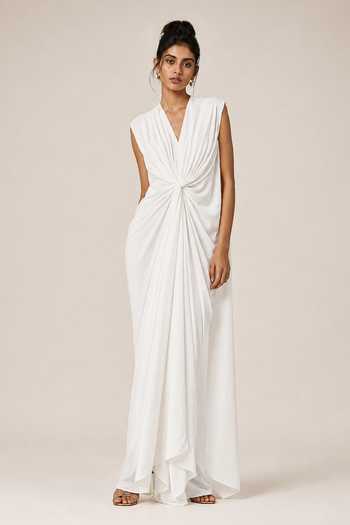 NA-KA Cowl Neck Pleated Gown 