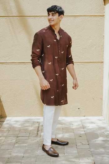 Un-Cuffed Dragonfly Motif Kurta Set 