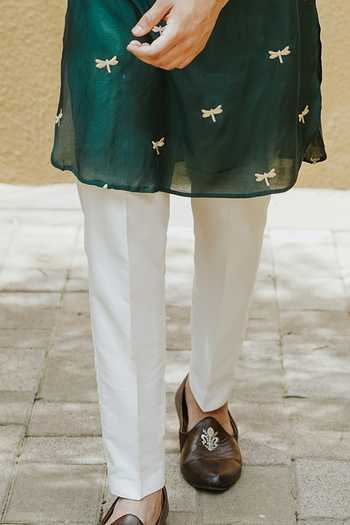 Un-Cuffed Green Silk, Muslin, Cotton Dragonfly Embroidered Kurta Set Online at Aza Fashions Un-Cuffed_Green Silk, Muslin, Cotton Dragonfly Embroidered Kurta Set _Online_at_Aza_Fashions