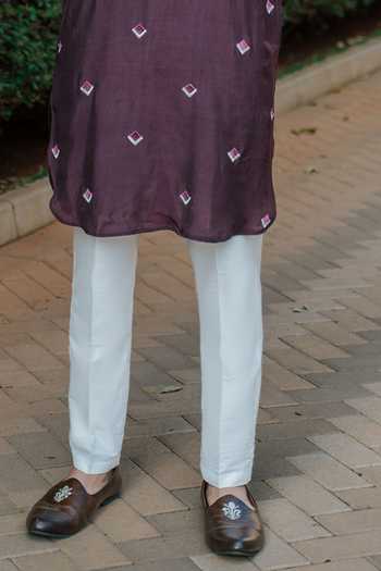 Un-Cuffed Purple Silk, Muslin, Cotton Thread Work Kurta Set Online at Aza Fashions Un-Cuffed_Purple Silk, Muslin, Cotton Thread Work Kurta Set _Online_at_Aza_Fashions