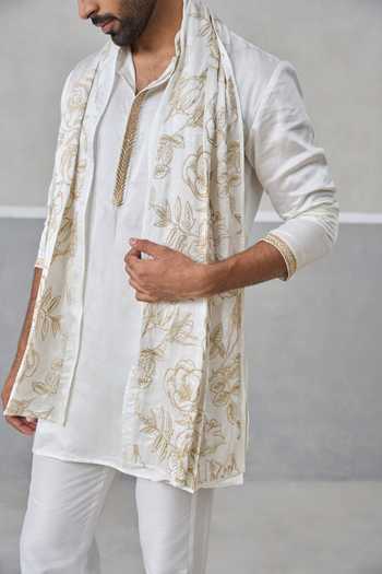 Un-Cuffed Ivory Silk, Linen, Cotton Kurta Set Online at Aza Fashions Un-Cuffed_Ivory Silk, Linen, Cotton Kurta Set _Online_at_Aza_Fashions