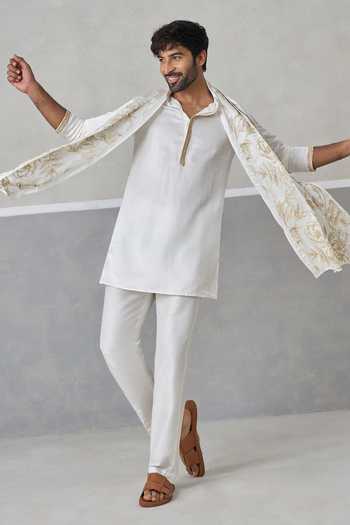 Buy Un-Cuffed Ivory Silk, Linen, Cotton Kurta Set Online at Aza Fashions Buy_Un-Cuffed_Ivory Silk, Linen, Cotton Kurta Set _Online_at_Aza_Fashions