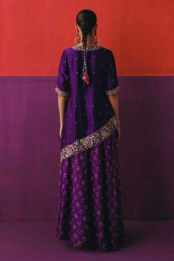 Pink City By Sarika Bandhani Pattern Asymmetric Kurta Set 