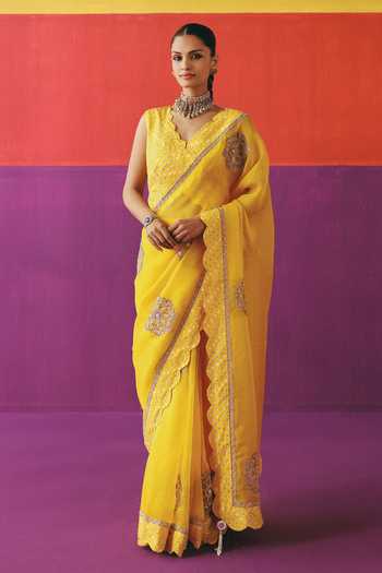 Pink City By Sarika Mandala Surajmukhi Saree With Unstitched Blouse Piece 