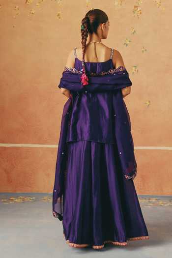 Pink City By Sarika Jamun Gul Embroidered Kurta Sharara Set 