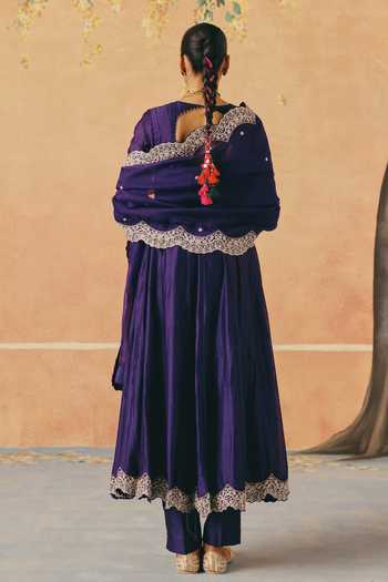 Pink City By Sarika Purple Jhoom Embroidered Anarkali Set 