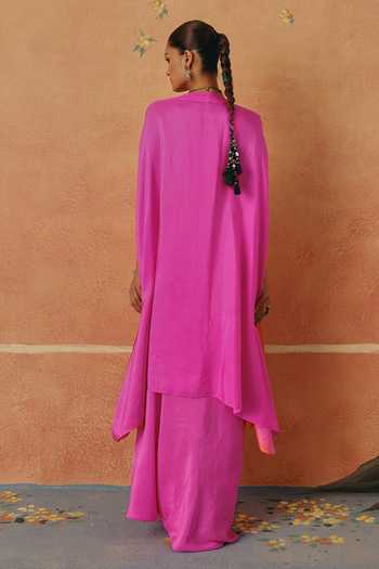 Pink City By Sarika Rang Leher Embroidered Cape Skirt Set 