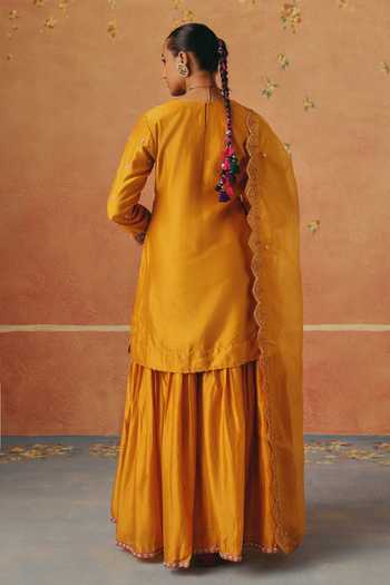 Pink City By Sarika Marigold Embroidered Kurta Sharara Set 