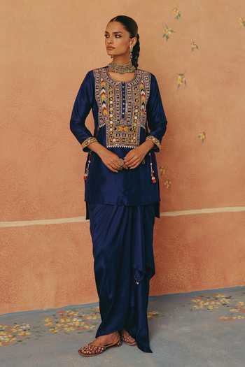 Pink City By Sarika Rangrez Embroidered Kurta & Skirt 
