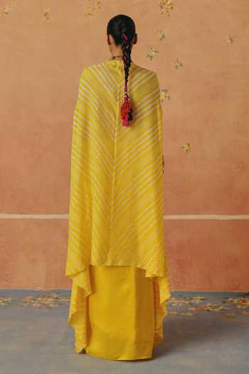 Pink City By Sarika Peela Leheriya Cape & Skirt Set 