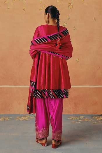 Pink City By Sarika Leheriya Pattern Layered Anarkali Set 