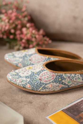 Coral Haze Blue Sunday Embroidered Open Back Juttis Online at Aza Fashions Coral Haze_Blue Sunday Embroidered Open Back Juttis _Online_at_Aza_Fashions