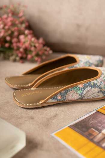 Buy Coral Haze Blue Sunday Embroidered Open Back Juttis Online at Aza Fashions Buy_Coral Haze_Blue Sunday Embroidered Open Back Juttis _Online_at_Aza_Fashions