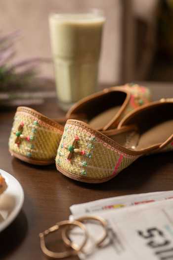 Buy_Coral Haze_Multi Color Sorbet Sequin Embroidered Juttis _Online_at_Aza_Fashions