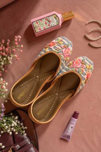 Coral Haze Florette Hand Embroidered Juttis 
