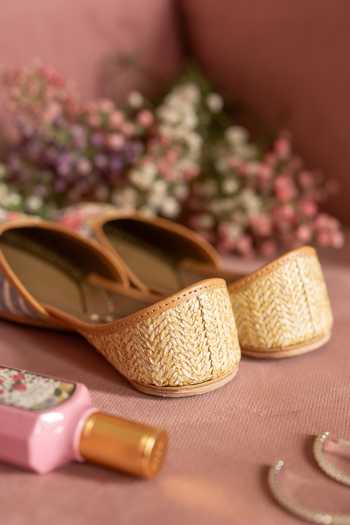 Buy_Coral Haze_Multi Color Florette Hand Embroidered Juttis _Online_at_Aza_Fashions