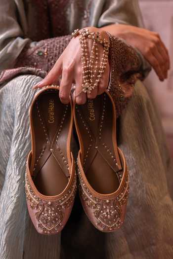 Coral Haze Farida Zardozi Hand Embroidered Juttis 