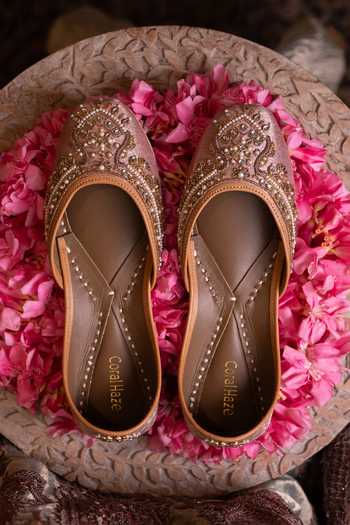 Coral Haze Farida Zardozi Hand Embroidered Juttis 