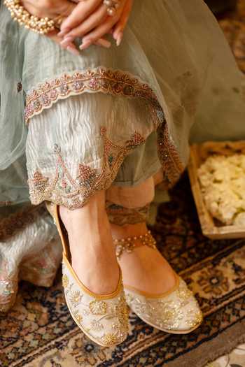 Coral Haze Gauhar Sequins Hand Embroidered Juttis 