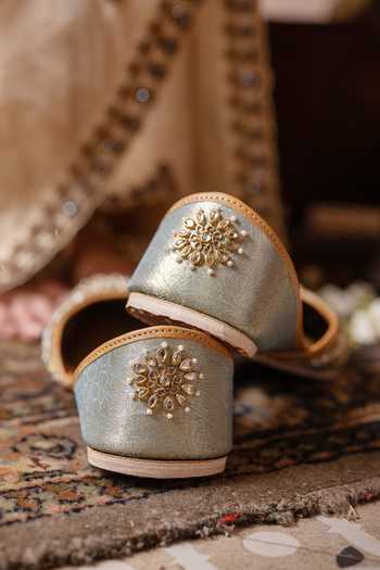 Shop_Coral Haze_Blue Firoza Hand Embroidered Juttis _Online_at_Aza_Fashions