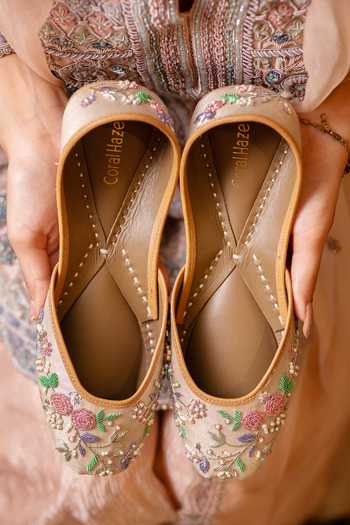 Coral Haze Ishrat Floral Hand Embroidered Juttis 