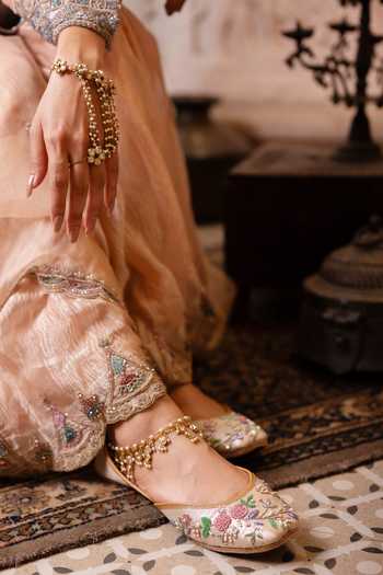 Coral Haze Ishrat Floral Hand Embroidered Juttis 