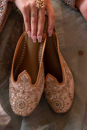 Shop_Coral Haze_Peach Nazish Embroidered Open Back Juttis _Online_at_Aza_Fashions