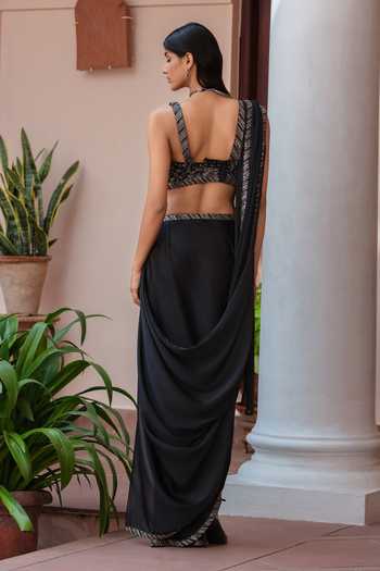 Bohame Isolde Pre-Draped Slit Saree With Blouse