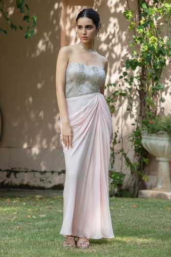 Bohame Selene Embroidered Strapless Gown