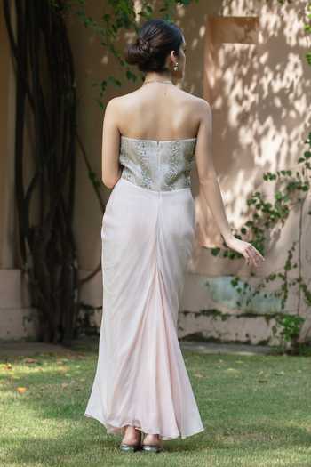 Bohame Selene Embroidered Strapless Gown