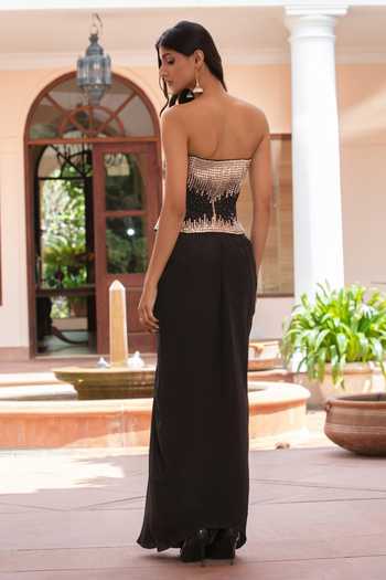 Bohame Lyanna Embroidered Corset Draped Skirt Set