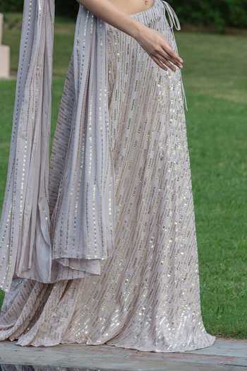Buy_Bohame_Purple Net, Georgette Sequins Amoura Embroidered Corset Skirt Set _Online_at_Aza_Fashions
