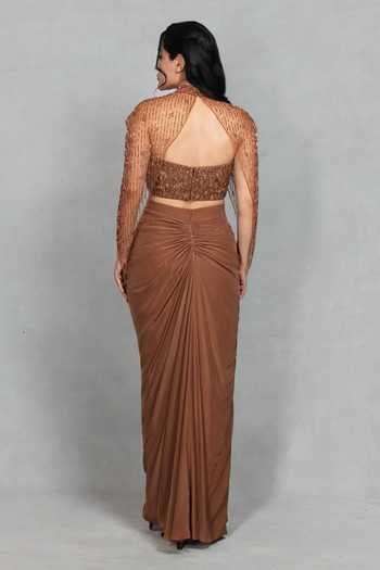 Bohame Meher Embroidered Cape & Draped Skirt Set
