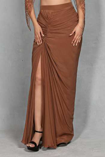 Buy_Bohame_Brown Crepe, Net Sweetheart Neck, High Meher Embroidered Cape And Draped Skirt Set _Online_at_Aza_Fashions