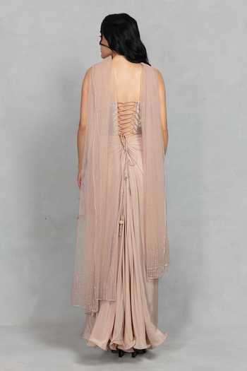 Bohame Shahzadi Embroidered Corset Draped Skirt Set