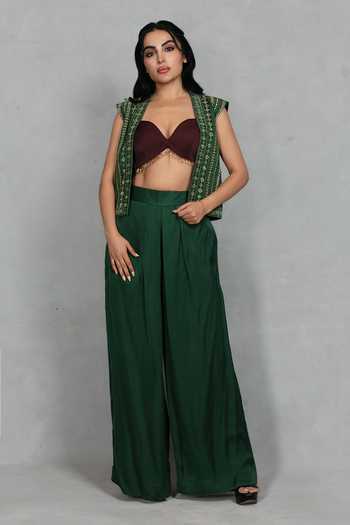 Bohame Saaz Crop Jacket & Flared Pant Set