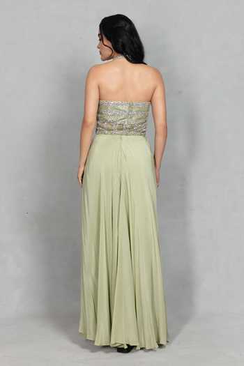 Bohame Virsa Embroidered Blouse & Draped Skirt Set