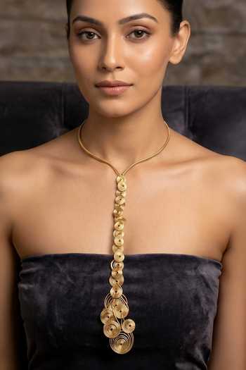 Zaza By Somya Spiral Cascade Lariat Necklace 