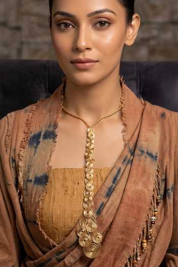Zaza By Somya Spiral Cascade Lariat Necklace 