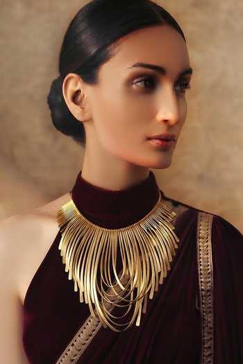 Zaza By Somya Fringe Bib Necklace 