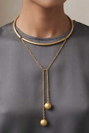 Zaza By Somya Collar Lariat Ball-Drop Necklace 