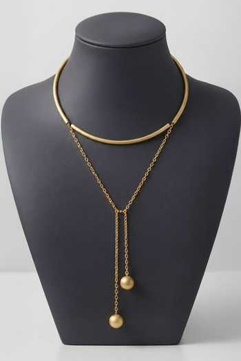 Zaza By Somya Collar Lariat Ball-Drop Necklace 