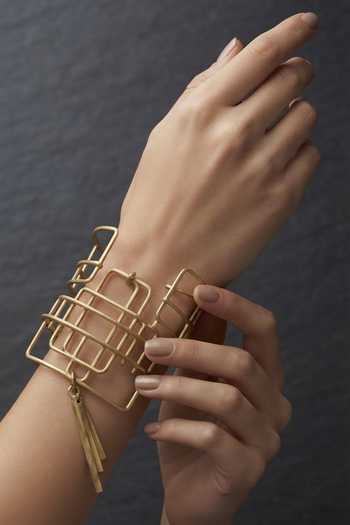 Zaza By Somya Geometric Wire Cage Cuff Bracelet 